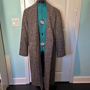 Topshop Black and White Herringbone Jacket Trench Coat